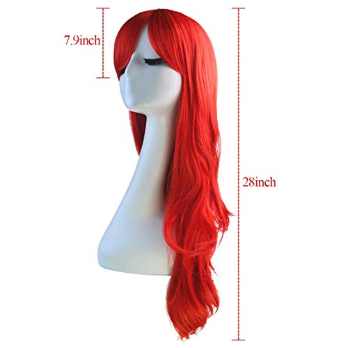 Topbuti 28" Long Heat Resistant Big Wavy Dark Red Cosplay Wig