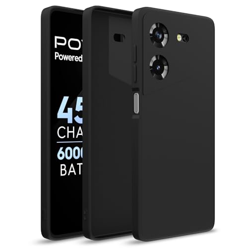 Image of Outlouders Back Cover for Techno Pova 5 / Techno Pova 5 Pro 5G | Camera Protection | Durable Soft Matte Silicone Bumper Case (Black)