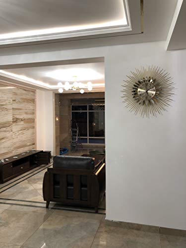 Shisedeco Metal Sunburst Wall Clock, Modern Silent Battery Operated Star Clock Pop Color Quartz Clocks Decorative Living Room & Bed Room (E) #TOP5