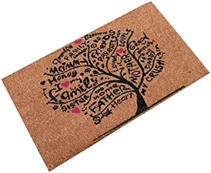 LUA VIKA Coir door mat, inside and outside door mats, welcome mat, indoor and outdoor doormats, front doormat, non slip with PVC backing, entrance door mat, heavy duty coir door mat, 40x70 (Tree)
