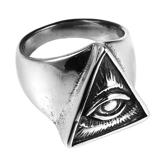 Gothic All-Seeing Eye Triangle Ring, Unisex Statement Ring, Stainless Steel, Pyramid Symbol, Silver Finish, Gothic Punk Collection-image-47