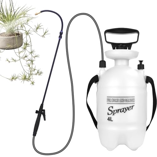 4L Watering Can for Hanging Plants Adjustable 360 Flexible Nozzle Long Reach Plant Watering Sprayer No Battery Needed with Shoulder Strap for Indoor Garden High Plants & Hard-to-Reach Areas