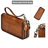 LUUFAN Mens Genuine Leather Purse Double Zipper Long Wallet Large Capacity Clutch Bag Handbag Pouch Business Hand Clutch Cash Cards Phone Holder, Brown, CQB-1008SH-CHA, Long, Double-zipper #4