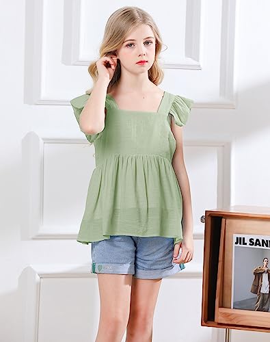 Bingerlily Girls Summer Casual Tops Ruffle Short Sleeve T Shirts Cute Babydoll Tees2