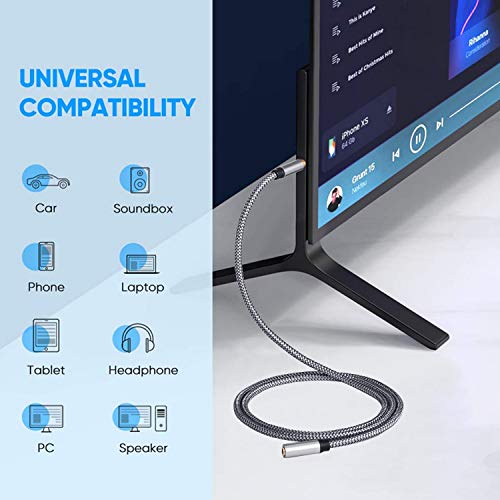 Audio Extension Cable 40Ft,Audio Auxiliary Stereo Extension Audio Cable 3.5mm Stereo Jack Male to Female, Stereo Jack Cord for Phones, Headphones,Tablets, MP3 Players and More (40Ft/12M, Silver)