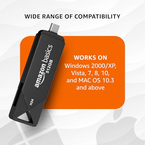 Image of Amazon Basics 512GB Dual Flash Drive | Ultra-Fast 400+ Mbps Read /Write Speed | Type C and USB 3.0 Compatibility (Metal)