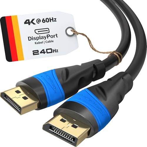 KabelDirekt – 4K DisplayPort Cable – 20ft – DP Cable, Developed in Germany (Display Port Monitor Cable for PC/Laptop and Monitor at 4K@60Hz, Gaming at 144Hz, Surround with Dolby Audio, Black)