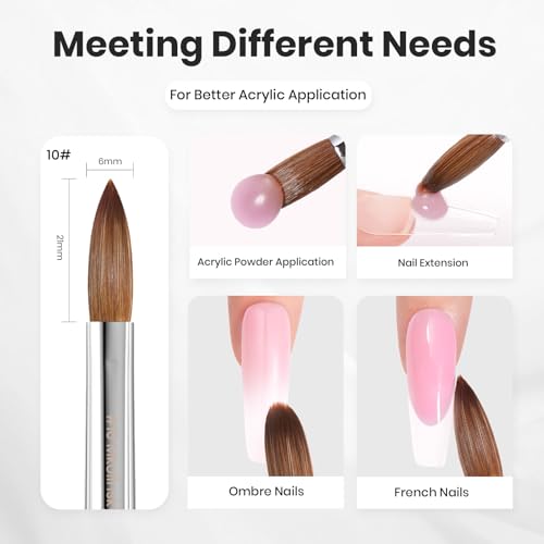 Image of Beetles Pro 1-Pcs Acrylic Nail Brush - Professional Pure Kolinsky Bristles Acrylic Brushes for Nails Metallic Nail Art Brushes for Nails Extension Gel, 3D Carving - Salon Quality Manicure Tool (10#)