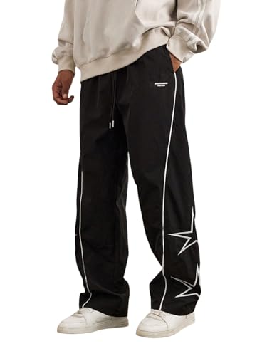 Men's Baggy Sweatpants Y2k Track Pants Wide Leg Dance Pants Star Embroidery with Pocket Streetwear3