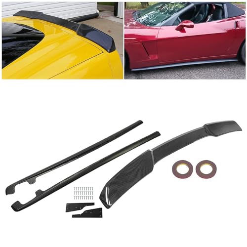 Kojem Side Skirts Rocker Panels Compatible with 2005-2013 Chevy Chevrolet Corvette C6 w/Mud Flaps and Rear Trunk Wing Spoiler