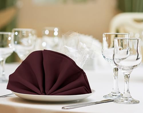 Utopia Home [24 Pack, Burgundy] Cloth Napkins 17x17 Inches, 100% Polyester Dinner Napkins with Hemmed Edges, Washable Napkins Ideal for Parties, Weddings and Dinners