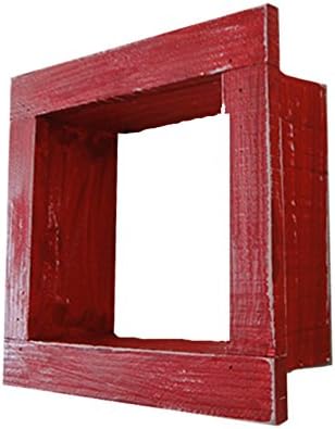 Square Wood/Wooden Shadow Box Display - 12" x 12" - Red - Decorative Reclaimed Distressed Vintage Appeal