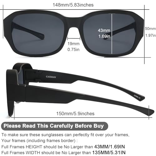 CAXMAN Fit Over Glasses Sunglasses for Women and Men Polarized & 100% UV Protection2