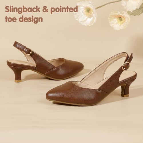 Image of PANDANINJIA Girls Dress Shoes Kitten Heels Sandals Closed Pointed Toe Slingback Flower Girl Little Big Kid Wedding Party School Pumps Shoes