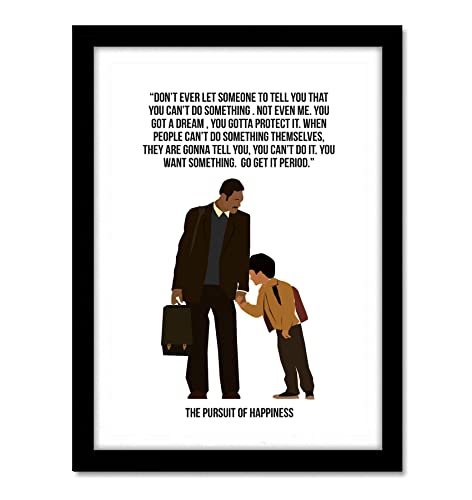 Good Hope Pursuit of Happiness movie motivational quote framed poster, Inspirational Wall Art for Home, Office, Living Room Decor, Gift for Movie Lovers and Dreamers, Dream big wall art, hostel boys