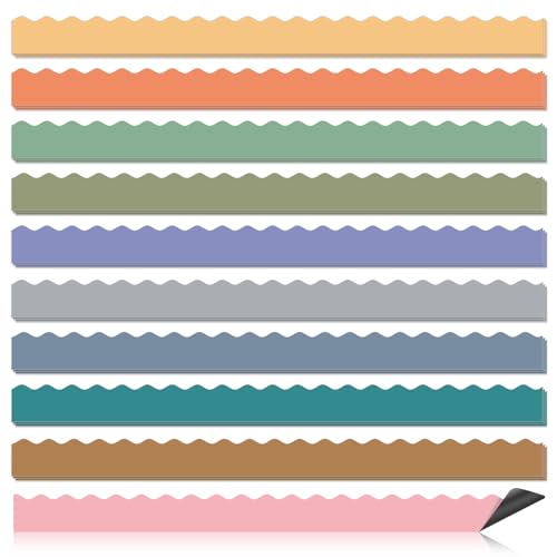 30 Pcs Magnetic Borders for Classroom Whiteboard - Boho Magnetic Bulletin Board Border Set - Neutral Scalloped Chalkboard Border Strips for Teachers, Parents, DIY Home,School & Office Decoration