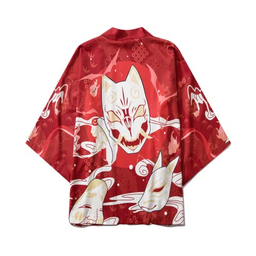 Unisex 3/4 Sleeve Shawl Cardigan Cosplay Streetwear Beach Shirt Blouse for Men Japanese Yukata Kimonos