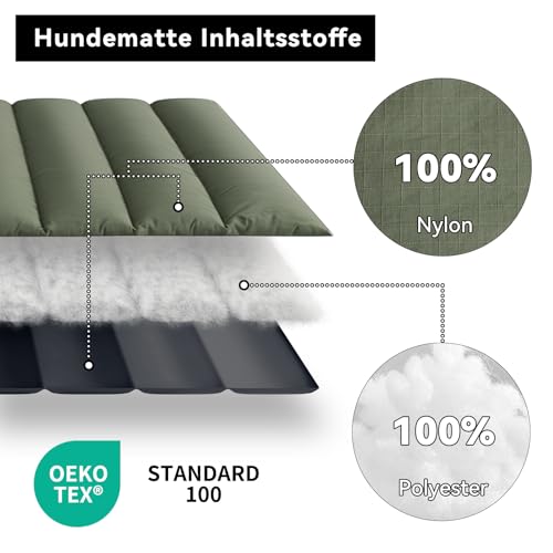 WESTERN HOME WH Hundedecke für Unterwegs Hundedecke Wasserdicht Tragbar Hundematte Outdoor Komfort und Weiches Reisedecke Hund Wasserdicht Camping Hundebett, 110x68 cm (Olive Drab)