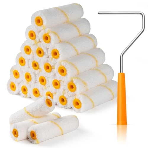 Mister Rui 24 Pieces 4-Inch Paint Roller Covers - 9mm Nap Microfi...