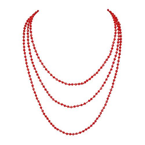 RIAH FASHION Sparkly Crystal Bead Statement Necklace - Handmade Knot Versatile 60