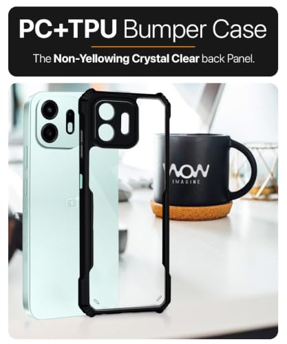 Image of WOW IMAGINE Shock Proof Clear Back Case Mobile Cover for 1+ OnePlus N6 5G (Hard | Hybrid PC + TPU | Full Armour Device & Camera Protection | Black)