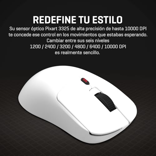 Klever, Mouse Gaming Wireless Superleggero 55 g, Sensore Ottico Pixart PMW3325 fino a 10.000 DPI, 6 Pulsanti, Polling Rate 1000Hz, Connessione Wireless 2,4GHz e USB-C, PC, Mac, PS4, PS5, Bianco. - Mouse gaming - Immagine 5