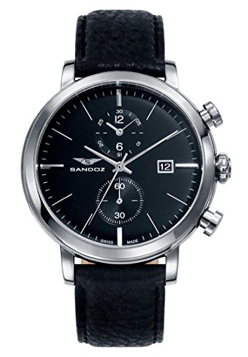 Sandoz 81389 57   Reloj de Pulsera, Correa de Piel, Color Negro