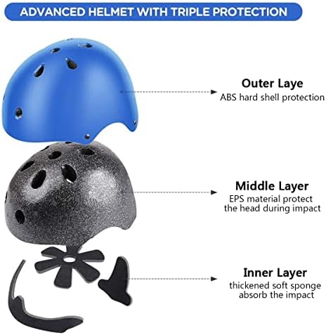 LEDIVO Kids Adjustable Bike Helmet Toddler Helmet for Kids 2-16 Years Girls Boys, Sport Protective Gear Set Knee Elbow Wrist Pads for Roller Skating Skateboard BMX Scooter Cycling (Black) 3 41 83K3+2oL. AC