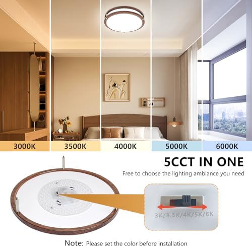 Image of Flush Mount Ceiling Light - 2 Pack 13″ 36W 3000K /3500K /4000K /5000K /6000K Dimmable Led Ceiling Light Fixture for Kitchen Hallway Bedroom Bathroom (2, Nussbaum, 13 Inch)