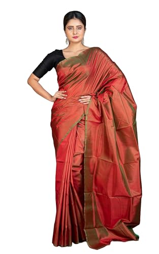 Bengal looms India Weaves of Elegance red bishnupuri silk saree in katan silk – image 1