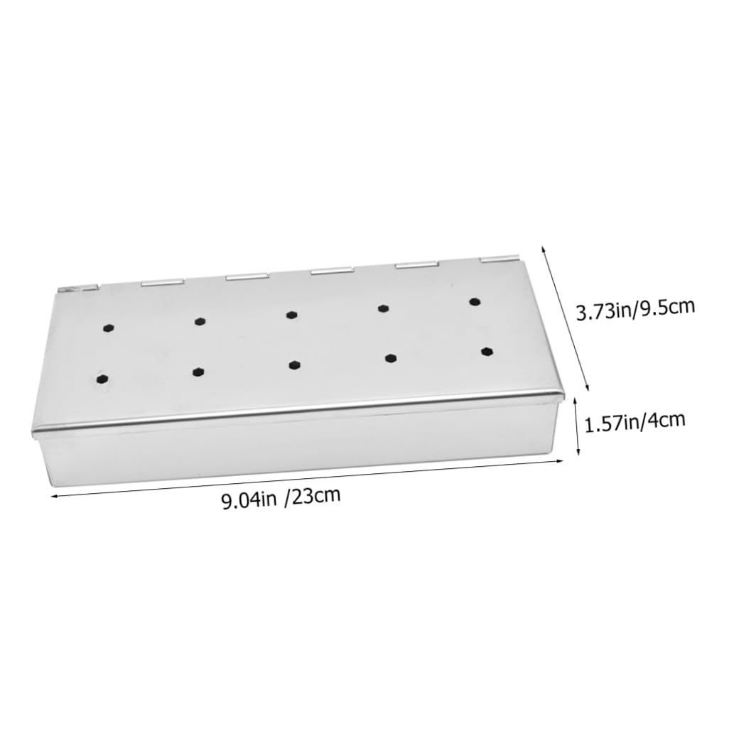 Bbq Räucherbox aus Edelstahl, Silber, Große Kapazität