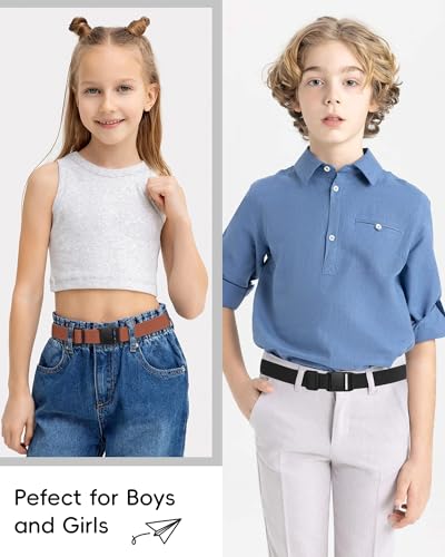 AWAYTR Kids Magnetic Belt for Girls - 3 Pack Toddler Boys Adjustable Elastic Belt for School Uniform Jeans4