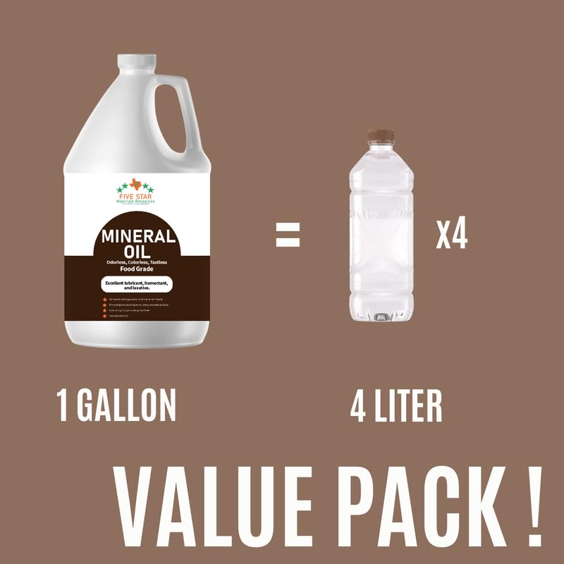 Pure USP Food Grade Mineral Oil |Neutral Scent & Taste-Free | All-Purpose for Skin Moisturizing, DIY Beauty, Wood Conditioning & More (2 Gallons)