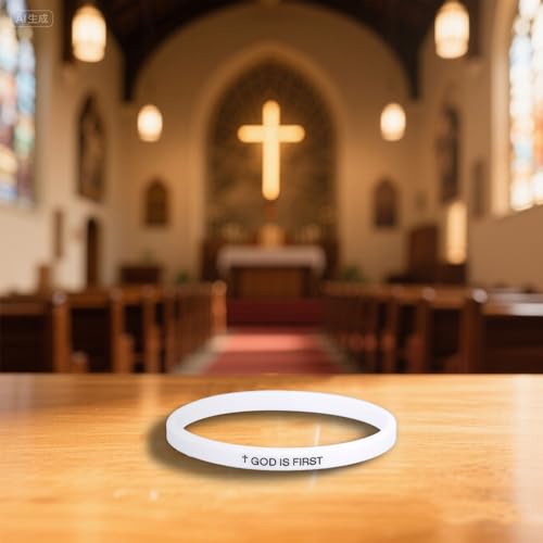 2pcs God Is First Bracelet, Silicone Bible Verse Bracelets Inspirational Put God First Wristbands Christian Wristbands for Women Men Encouragement Religious Faith Gift3