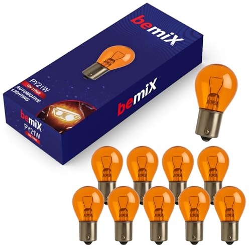 bemiX 10x PY21W Blinkerbirne 12V 21W Amber BAU15s Glühlampe Orange Auto Kfz Blinkerlampe vorne hinten Kugellampe Blinkleuchte Ersatzlampe Blinker Glühbirne