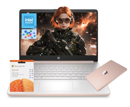Image of HP 14 inch Laptop, Intel Processor N150 (Beat i3) 4GB RAM 128GB UFS 1-Year Office 365 Copilot AI Win11 WiFi6 Computer for Creator Business Gaming Student