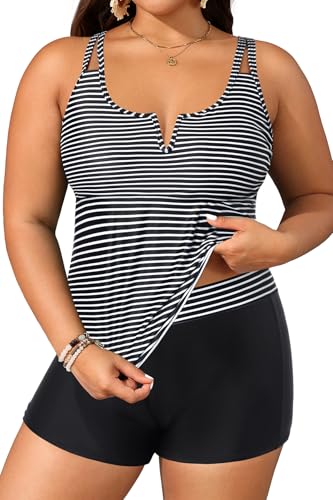 Daci Women's Plus Size Tankini Swimsuit - Two Piece Bathing Suit with Shorts Tummy Control Swimwear with V-Wire 2025