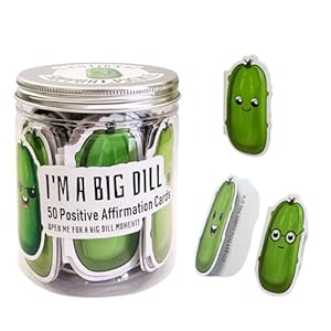 BBJ WRAPS Positive Pickle, Emotional Support Pickles, Mini Affirmation Card Jar, 50 Unique Messages, Positive Pickle Affirmation Cards, Funny Gifts Decorative Jar for Anxiety Relief