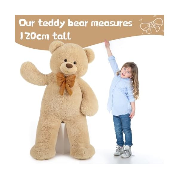MorisMos Ours en Peluche Geant 120cm, XXL Brun Peluche Géante Kawaii Nounours Geant Animaux en Peluche Grand 1.2m Teddy Bear Cadeau pour Enfant Petite Amie Saint-Valentin Anniversaire 41 84EXtc9L. SS600