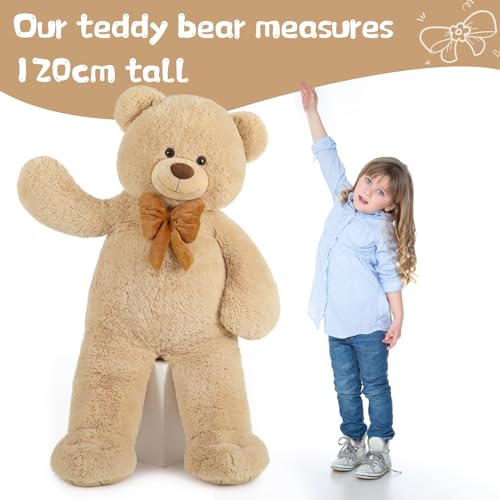 MorisMos-Ours-en-Peluche-Geant-120cm-XXL-Brun-Peluche-Geante-Kawaii-Nounours-Geant-Animaux-en-Peluche-Grand-12m-Teddy-Bear-Cadeau-pour-Enfant-Petite-Amie-Saint-Valentin-Anniversaire MorisMos Ours en Peluche Geant 120cm, XXL Brun Peluche Géante Kawaii Nounours Geant Animaux en Peluche Grand 1.2m Teddy Bear Cadeau pour Enfant Petite Amie Saint-Valentin Anniversaire – Image 5