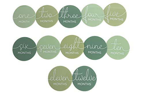 Image of Pearhead Acrylic Monthly Milestone Photo Cards, Gender-Neutral Baby’s First Year Photo Prop Discs, Pregnancy Journey Milestone Markers, Sage Green