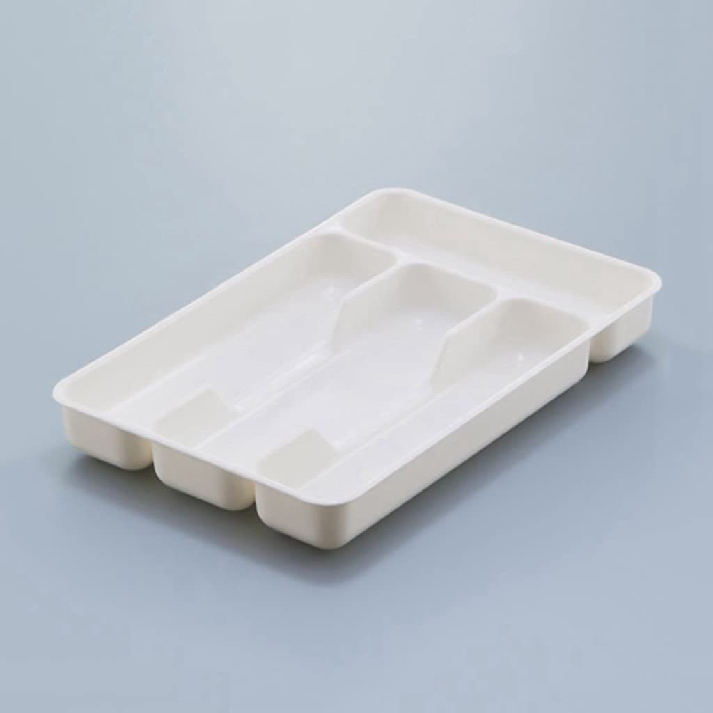 H3TF5J Plastikowe taca na taca do przechowywania pudełka kuchennego szuflady szuflady separacji organizator zastrzeżenia stołowego pudełko do przechowywania (kolor: biały)
