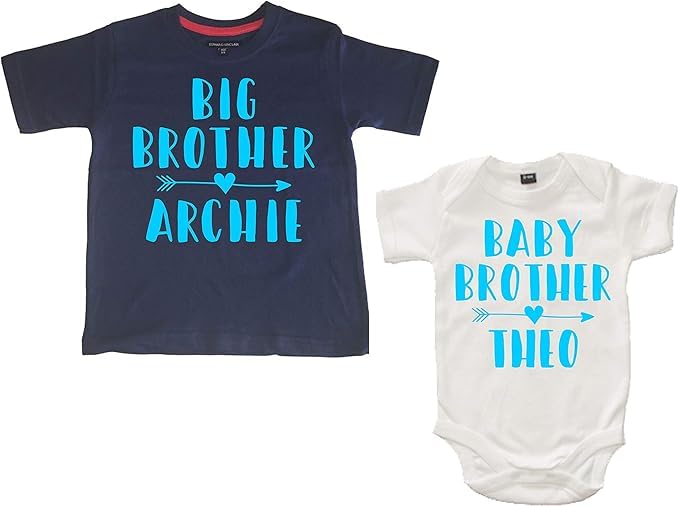 Ensemble t-shirt et body personnalisé Big Brother et Baby Brother duo frère