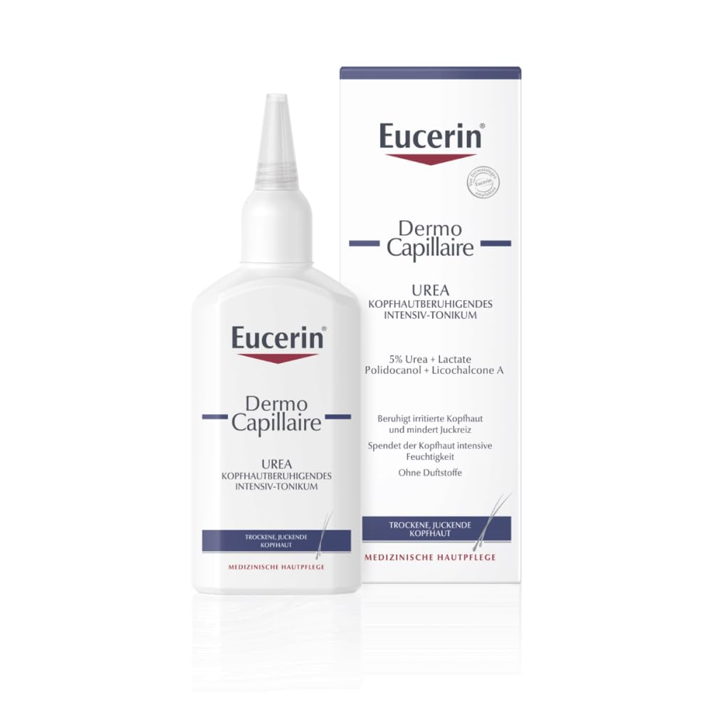Eucerin DermoCapillaire Urea Kopfhautberuhigendes Intensiv-Tonikum 100 ml, Leave-in Kopfhaut Serum spendet Feuchtigkeit, Psoriasis Kopfhaut Pflege für juckende, schuppige oder trockene Kopfhaut