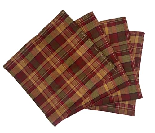 Set de 4 servilletas de tela a cuadros multicolor miniatura 1