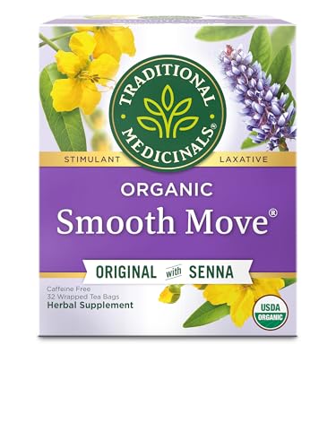 Traditional Medicinals Organic, Smooth Move Tea, Original with Senna - Helps Relieve Constipation Overnight - Kosher, Non-GMO, Caffeine-Free - 32 Tea Bags