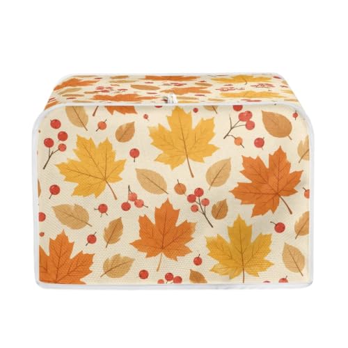 Image of Talayituse Maple Leaf Autumn Print 4 Slice Toaster Dust Covers Kitchen Small Appliance Cover, Stain Resistant Dust Protection Bread Machine Cover with Top Handle Autumn Decor, L