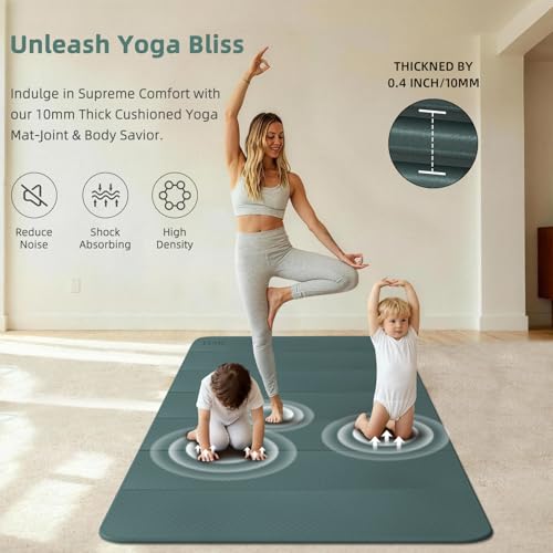 Large Yoga Mat, 74"x47.2" Extra Wide & Long Foldable Yoga Mat, 0.4" Thick Folding Yoga Mat, 2-Person Workout Mat for Home Gym, Extra Large Non-Slip Fitness Mat for HIIT, Yoga, Stretching, Portable Design for Easy Storage by lvme - Image 3