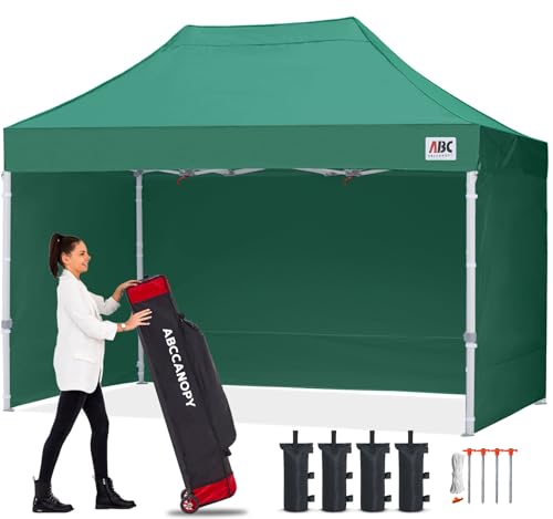 Image of ABCCANOPY Commercial Pop Up Canopy Tent with Sidewalls 10X15,Forest Green