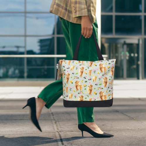 Image of NGIL Medium Top Zipper Closure Canvas Tote Bag with Attached Matching Coin Purse For Moms and Nurses